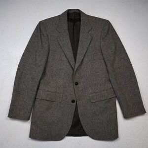 Vtg USA Made 38R Tan Brown Fleck Wool Tweed Mens Blazer Suit Jacket Sport Coat‎